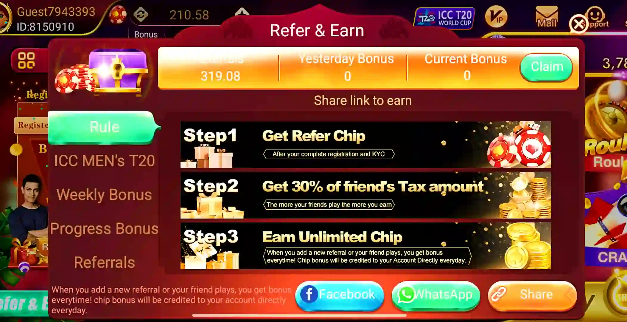 Refer & Earn - Teen Patti Yes